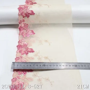 1 Ярд шириной 21 см с Розовой кружевной отделкой в виде цветка Двусторонняя Кружевная ткань для шитья своими руками Платье Аксессуары для одежды