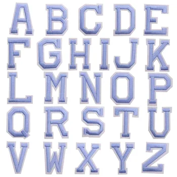 1шт Синий английский алфавит A-Z, 26 букв, железные нашивки для одежды, вышивка в полоску на одежде, милая аппликация 