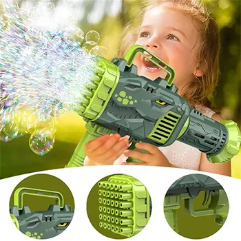 32 Отверстия Динозавр Пузырчатый пистолет Детские Игрушки Забавная Электрическая Автоматическая машина для мыльных пузырей Портативные детские Игрушки на открытом воздухе