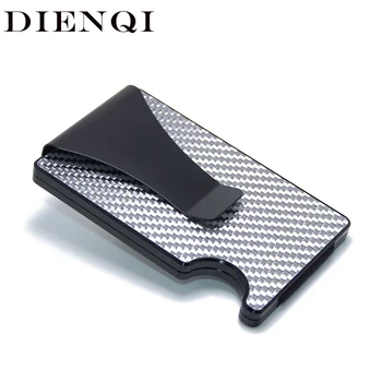 DIENQI Fashion Мужской металлический держатель для кредитных карт из углеродного волокна, RFID-защита для карт, деловой мужской кошелек на волшебной резинке для карт