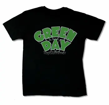 Green Day Зеленая футболка с логотипом черной новой взрослой панк-рок-группы Cool Slim Fit с буквенным принтом