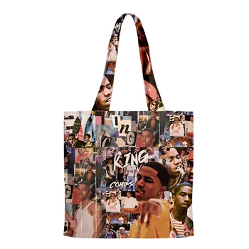 King Combs Торговая марка Rapper, холщовая сумка, сумки для покупок с принтом, многоразовые сумки для покупок через плечо