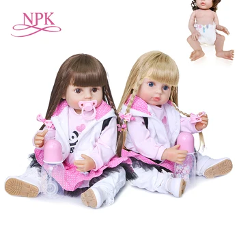 NPK 55CM reborn todder Girl подарочный розовый набор двух цветов кожи и волос реалистичная настоящая мягкая на ощупь силиконовая кукла-реборн для всего тела