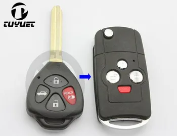 Tuyuet 4 кнопки 3 + 1 Модифицированный откидной корпус дистанционного ключа для Toyota Camry Blanks Case