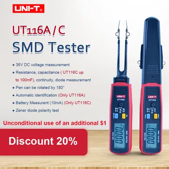 UNI-T SMD тестер UT116A UT116C профессиональный вращающийся с пинцетом Высокоточный тестер резисторов-конденсаторов с зажимом