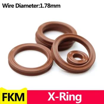 X-Ring FKM, уплотнительное кольцо с четырьмя выступами, фторкаучук, для гидравлических цилиндров, поршней, поршневых штоков.Внутренний диаметр2.9-133.07 мм WD1.78mm