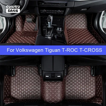Автомобильные Коврики CUWEUSANG на заказ для VW Tiguan T-ROC T-CROSS Foot Coche Аксессуары Автомобильные ковры
