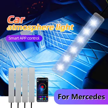 Атмосфера салона Автомобиля LED RGB Strip Light Приборная Панель Напольная Ножка Для Mercedes Bnez CLA GLC GLK W203 W210 W211 W204 W176 A B C Class