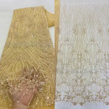 Африканская кружевная ткань из бисера, вышитая Французская сетчатая кружевная ткань JIANXI.C-1228.6506 для вечернего платья