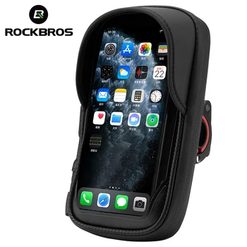 Велосипедная сумка ROCKBROS с рамой 6,2 дюйма, Передняя труба, велосипедная сумка, Водонепроницаемый Держатель для телефона с сенсорным экраном, аксессуары для двигателя велосипеда MTB