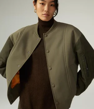 Весенняя новая женская куртка-бомбер из сплайсинга 2023 Женская куртка Топ Модная темпераментная ветровка Пальто Осеннее женское пальто