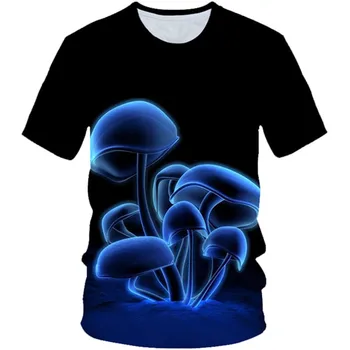 Детская футболка с 3D-грибами для детей от 4 до 20 лет 2020, летние футболки для мальчиков и девочек, Голубая легкая Красочная водоворотная футболка с забавным принтом, детские футболки