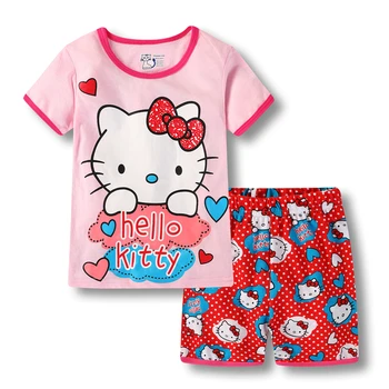 Детские шорты Sanrio hello kitty, пижама для девочек, милая футболка с мультяшным рисунком, одежда для сна