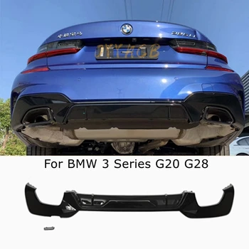 Для BMW G20 G28 M Sport 2019 2020 глянцевый черный автомобильный квадратный/круглый выпускной патрубок диффузор заднего бампера, разделитель спойлера