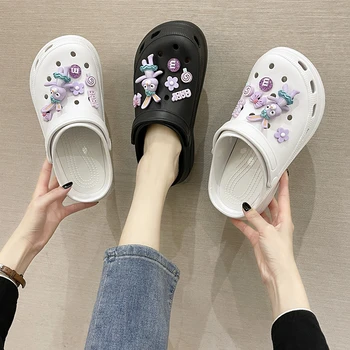 Женская обувь nurse Baotou summer wear ins трендовые нескользящие пляжные сандалии и тапочки на мягкой и толстой подошве 4121