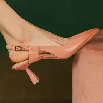 Женские туфли-лодочки без застежки из коровьей кожи на тонком высоком каблуке с острым носком, элегантные женские босоножки на каждый день, женская обувь на каблуке