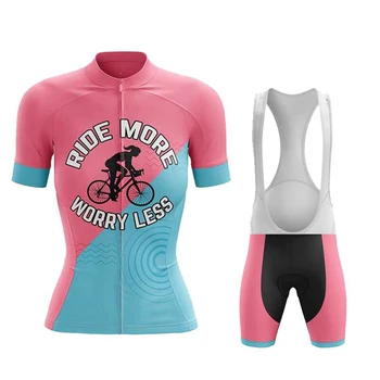 Женщины ездят больше И меньше беспокоятся О велоспорте Комплект Джерси Нагрудник Шорты Костюм Велосипедная одежда MTB Комплекты для горных шоссейных велосипедов Одежда