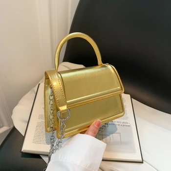 Золотая Серебряная Мини-маленькая Квадратная сумка для женщин Летняя модная сумка через плечо для телефона, кошелек, блестящая сумочка, Клатч, женская сумка-тоут