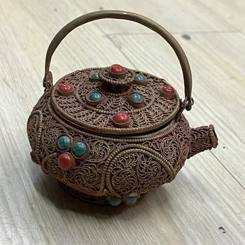 Изделия ручной работы, инкрустированная драгоценными камнями чаша для подачи воды из чистой меди чайник ручной работы тонкой работы классический традиционный национальный подарок