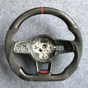 Индивидуальное рулевое колесо из углеродного волокна для Volkswagen VW Golf 7 MK7 R GTI Polo GTI с отверстием для лопасти DSG