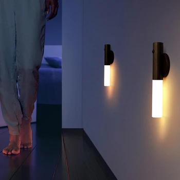 Интеллектуальный ночник для человеческого тела, светодиодный перезаряжаемый настенный светильник для коридорного шкафа, настенный индукционный светильник в домашнем туалете.