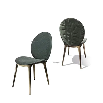 Итальянские кожаные обеденные стулья для столовой Легкая роскошь Простой Ресторанный стол и спинка стула Дизайнерский стул CN