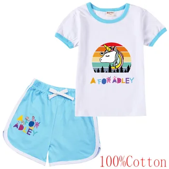 Комплекты детской одежды Kids A для костюма Adley, спортивный костюм, футболка с коротким рукавом для маленьких девочек + шорты, комплекты из 2 предметов для мальчиков