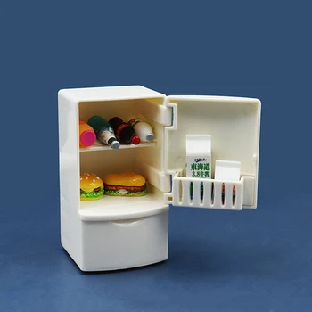 Кукольный домик Миниатюрная кухня Белый деревянный холодильник с морозильной камерой Детская игрушка