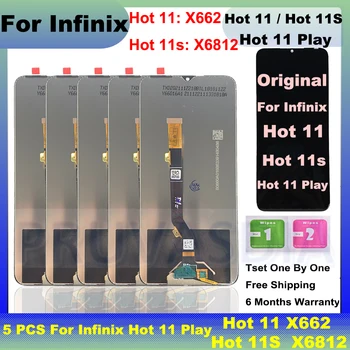Лот 5 ШТ Оригинал Для Infinix Hot 11 X662 ЖК-дисплей Сенсорный Экран Для Infinix Hot 11S Замена ЖК-дисплея Для Infinix Hot 11 Play
