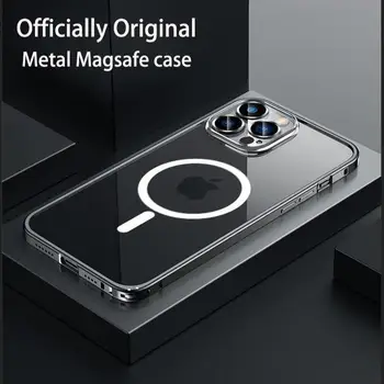 Металлический магнитный чехол для телефона iPhone 14 12 13 Pro Max для беспроводной зарядки Чехол Magsafe для iPhone 14 Pro Max из алюминиевого сплава
