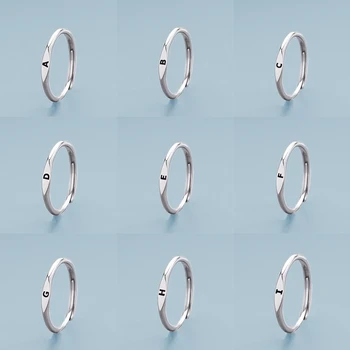 Минималистичное кольцо с инициалами A-Z, Кольца из 26 букв для женщин, Корейское простое Посеребренное Регулируемое кольцо на палец, подарок на день рождения, ювелирное изделие.