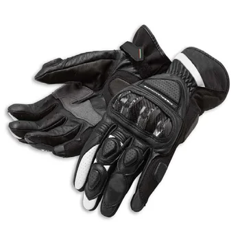 Мотоциклетные черные дышащие кожаные перчатки для Ducati C2 из углеродного волокна, кожаные перчатки для мотокросса, перчатки для верховой езды.