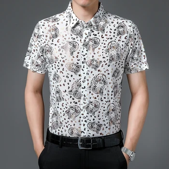 Новая летняя мужская рубашка с животным принтом, Повседневные Персонализированные рубашки с коротким рукавом, мужские Праздничные Деловые Гавайские блузки Для вечеринок и ночных клубов