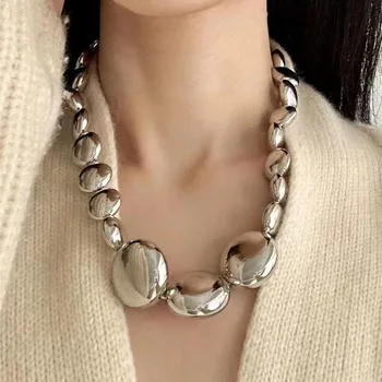 Новое готическое женское ожерелье цвета нержавеющей стали, милый ювелирный набор с преувеличенным ощущением металла, бесплатная доставка, аксессуары для ожерелья
