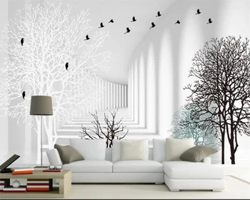 Обои на заказ 3d гостиная абстрактная деревянная фреска расширение пространства 3D коридор ТВ фон настенная декоративная роспись обои 3d