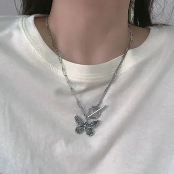Ожерелье с бабочкой, Геометрическое ожерелье с подвеской в виде бабочки, ожерелье с цепочкой, ожерелье с бабочкой, бижутерия femme