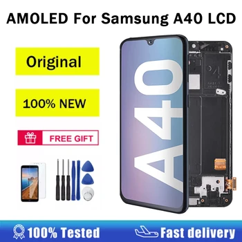 Оригинальный Super AMOLED для Samsung A40 ЖК-дисплей с сенсорным экраном, дигитайзер в сборе, запчасти для замены ЖК-экрана A405