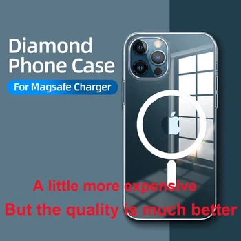 Прозрачный Чехол Для Телефона iPhone 13 12 Pro Max 12 Mini Case С Поддержкой Беспроводной Зарядки Magsafe Роскошная Прозрачная Задняя Крышка ПК