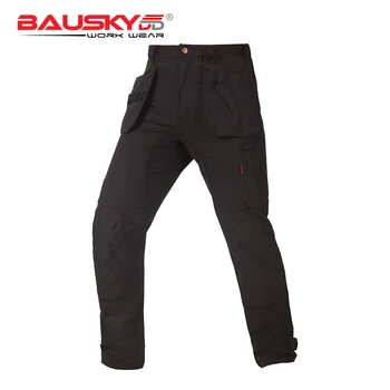 Рабочие брюки плотника с наколенниками, рабочая одежда, Брюки с карманами для инструментов, черные мужские рабочие брюки, рабочая одежда