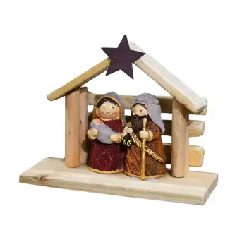 Рождественский набор для детей, миниатюрные игрушки, игровой набор, фигурки Младенца Иисуса и сцена с яслями, Миниатюрная сцена с яслями и фигурки для