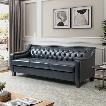 роскошная мебель диван сверху зернистая кожа Честерфилд пуговицы с хохолком потертый винтажный кожаный диван диван для гостиной