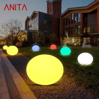 Современный белый газонный светильник ANITA, водонепроницаемый IP65, Наружные Круглые светодиодные фонари 16 цветов для украшения сада и парка
