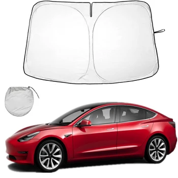 Солнцезащитные козырьки на лобовом стекле автомобиля, Козырьки для защиты от солнца на переднем стекле, Складной зонт от солнца, Аксессуары для Tesla Model 3 Y