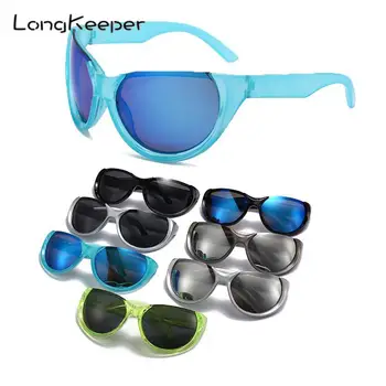 Солнцезащитные очки Long Keeper Y2K Luxury Trend в стиле стимпанк, мужские / женские спортивные Винтажные Овальные Модные Солнцезащитные очки, Женские Уличные очки Uv400