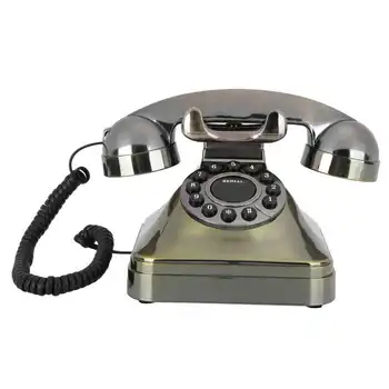 Старинный стационарный телефон Античная бронза, Большая кнопка вызова высокой четкости, Проводка в США /Великобритании, Антикварный телефон