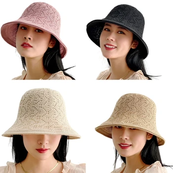 Стильная полая солнцезащитная шляпа Рыбацкая шляпа Универсальная солнцезащитная шляпа, обязательные предметы для летней фотосессии M6CD