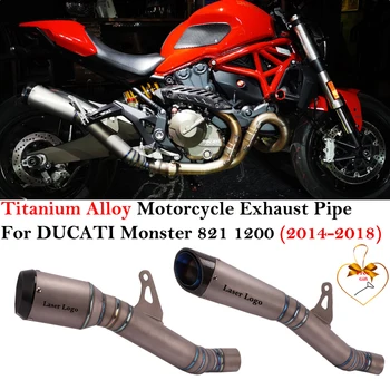 Титановый Сплав Для Ducati Monster 1200 Monster 821 2014-2018 Мотоцикл Выхлопная Труба Среднего Звена Из Углеродного Волокна Выхлопная Система Глушитель