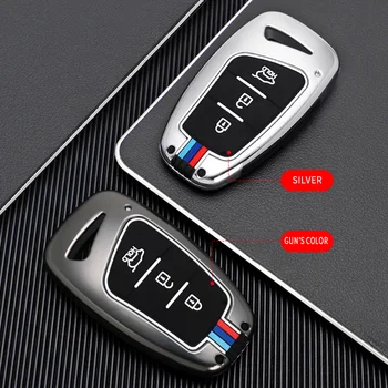 Чехол Для Ключей Автомобиля из Цинкового Сплава с 3 Кнопками для Hyundai Grand Santa Fe 3 DM Ix45 Ix35 Genesis DH Grandeur Azera HG Equus 2013 ~ 2016