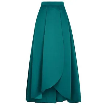 Элегантная темно-зеленая юбка на молнии, линия талии, длина до пола, Длинная юбка Макси, Индивидуальные Плиссированные юбки-лепестки, Женский Осенний стиль