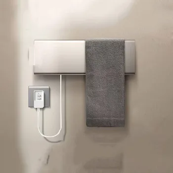 Электрическая нагревательная вешалка для полотенец 220 В 60 Вт, без перфорации, бытовая туалетная стойка, умная сушилка для ванной комнаты с подогревом